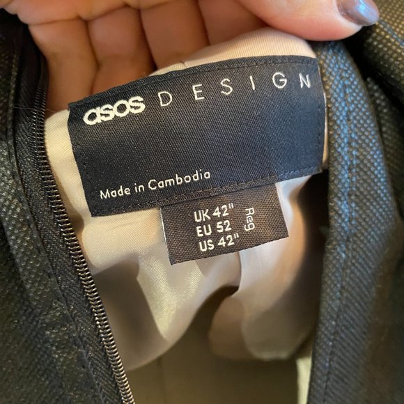 ASOS DESIGN skinny linen mix suit jacket in stone (tan color) - Picture 13 of 15